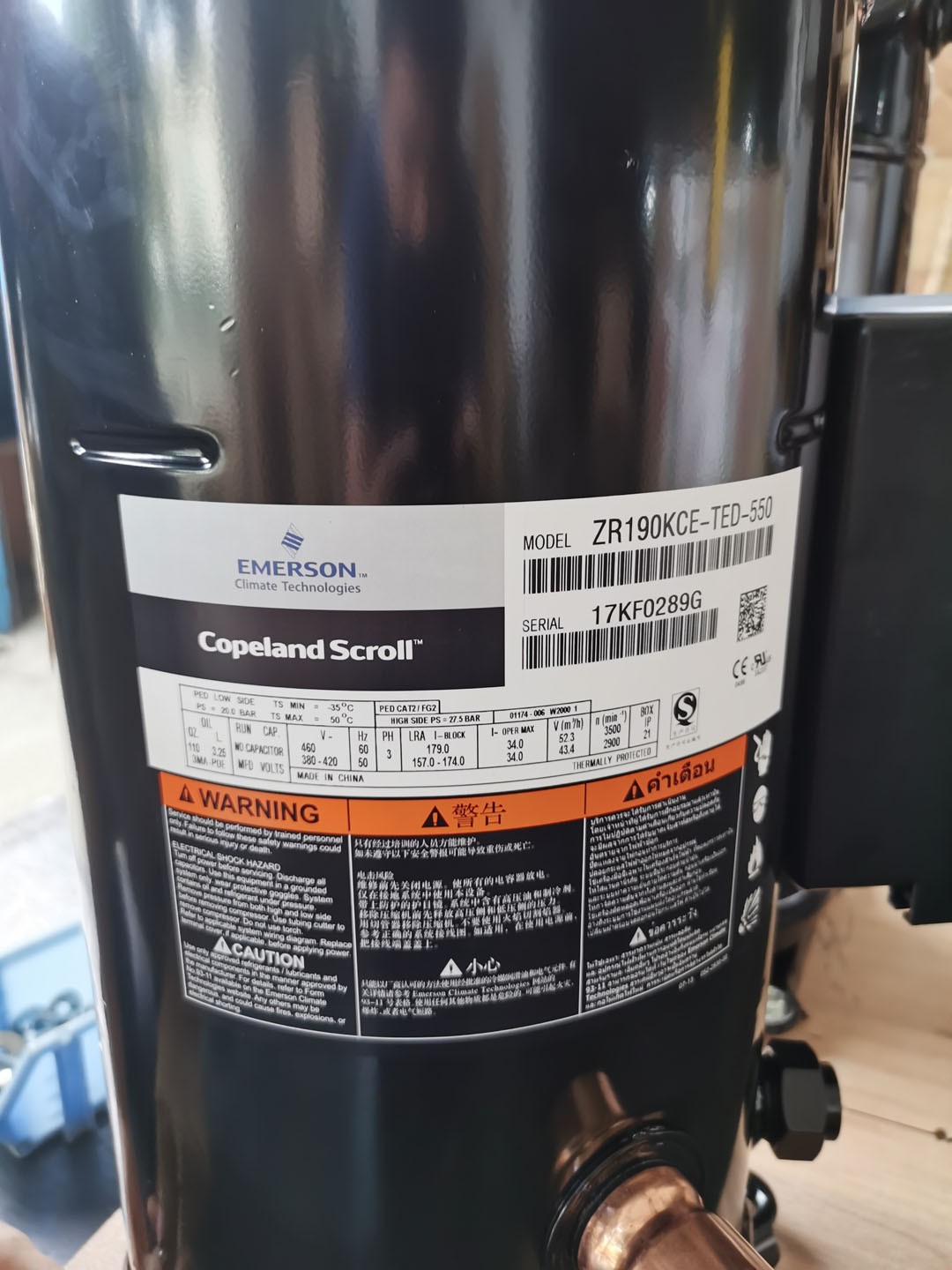 ZR190KCE-TED-550 Emerson Copeland Refrigeration Compressor